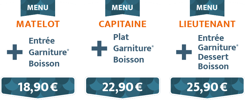 Nos menus - Moussaillon - Matelot - Capitaine